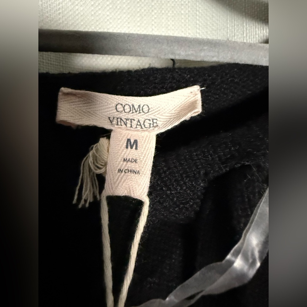 Como Vintage Stripe Hooded Sweater in Jet Black and White Cloud Dancer Size Med - Picture 3 of 8